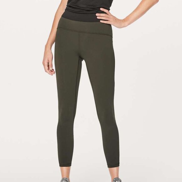 Lululemon Train Times 7/8 Pant (25" ) Dark Olive w 11.5", Rise 10" - Picture 1 of 3
